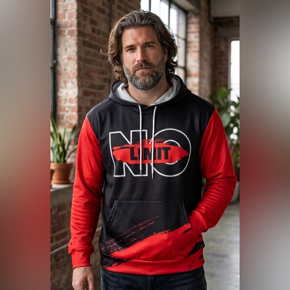 NO LIMIT Men’s Big & Tall “No Limit” Graphic Hoodie with Kangaroo Pockets